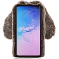 thumbnail image 3 of Rabbit Case for Samsung Galaxy S10 Plus, Cute 3D Bunny Ears Soft Furry Hairball Fuzzy Winter Warm Faux Fur Plush Fluffy Flexible TPU Bumper Protective Skin Cover for Women Girls - Brown, 3 of 8