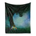 thumbnail image 1 of Forest Soft Flannel Fleece Throw Blanket, Fairytale Little Red Riding Hood Woodland at Night Flowers and Stars Image Print, Cozy Plush for Indoor and Outdoor Use, 60" x 80", Multicolor, by Ambesonne, 1 of 6