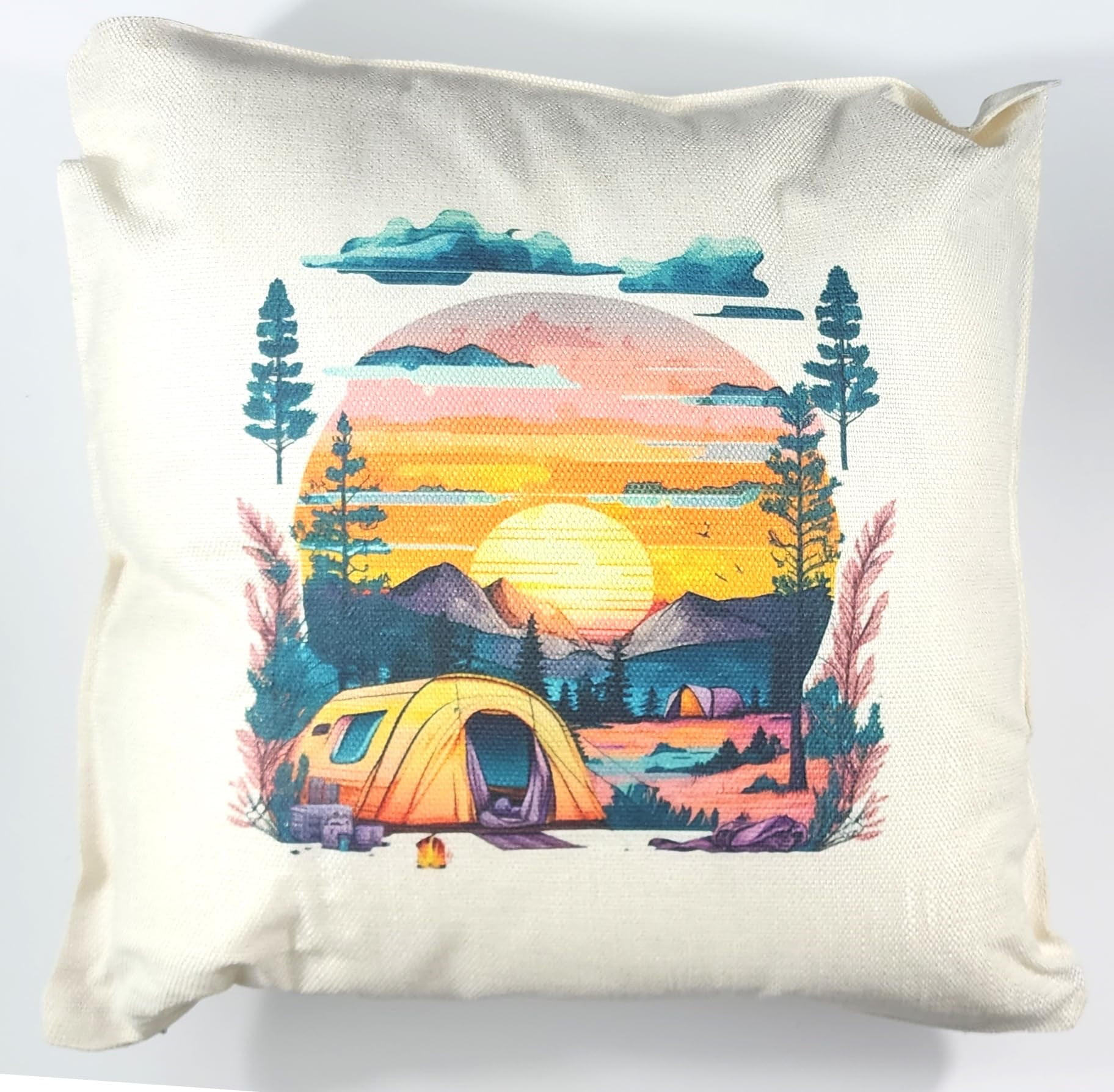 4 Count 100% Polyester Linen Canvas Sublimation Blank 18"x18" Throw Pillow Case Cushion Cover Decor DIY Bulk Heat Press Printing