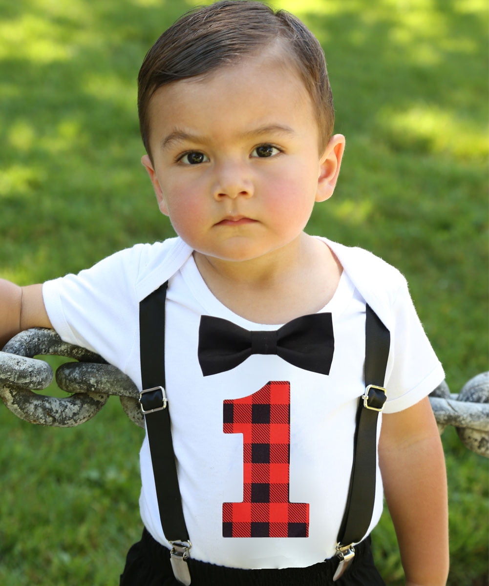 buffalo plaid first birthday outfit