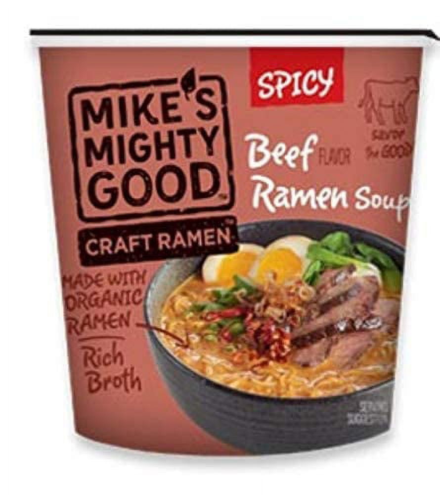Mikes Mighty Good 319669 1.8 oz Spicy Beef Flavor Ramen Noodle Soup Cup - Pack of 6