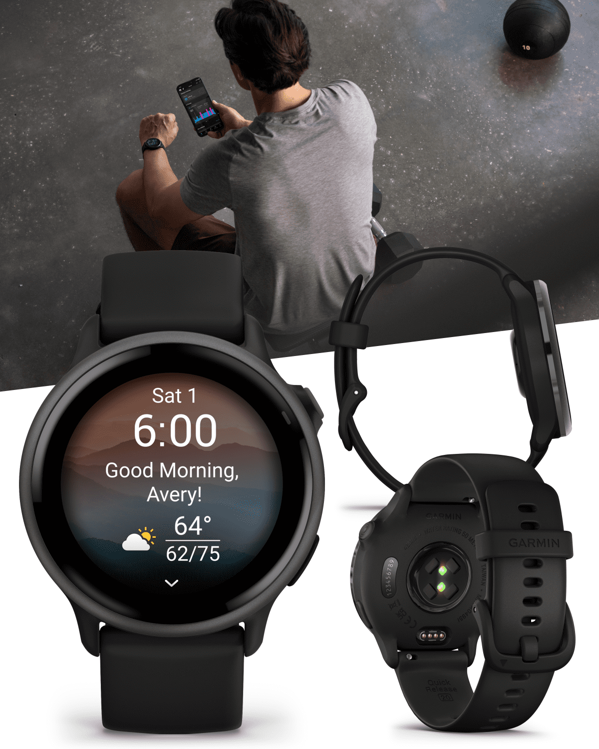Garmin Vivoactive 6 - Health & Wellness GPS Smartwatch, 1.2 in Bright AMOLED Display, Slate with Black Band w/ Wearable4U White EarBuds Bundle