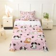thumbnail image 2 of Manfei Kawaii Dog Twin Sheets, Puppy Paw Print Bedding, Pink, 3pcs, 1 Flat Sheet, 1 Fitted Sheet and 1 Pillowcase, 2 of 6