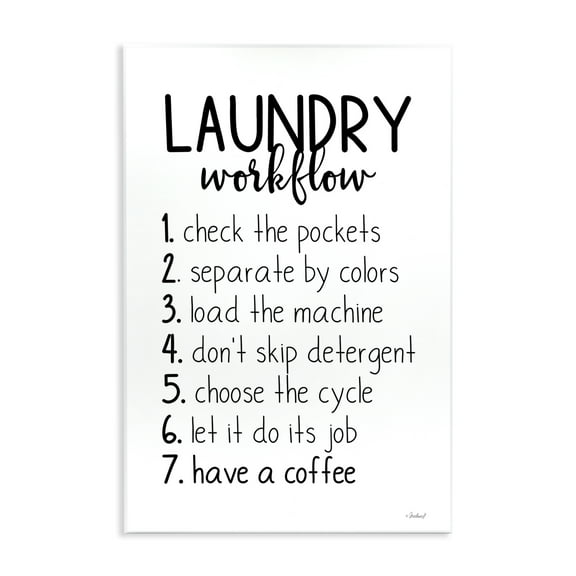Stupell Industries Laundry Workflow Steps Bath & Laundry Painting Unframed Art Print Wall Art, 10 x 15