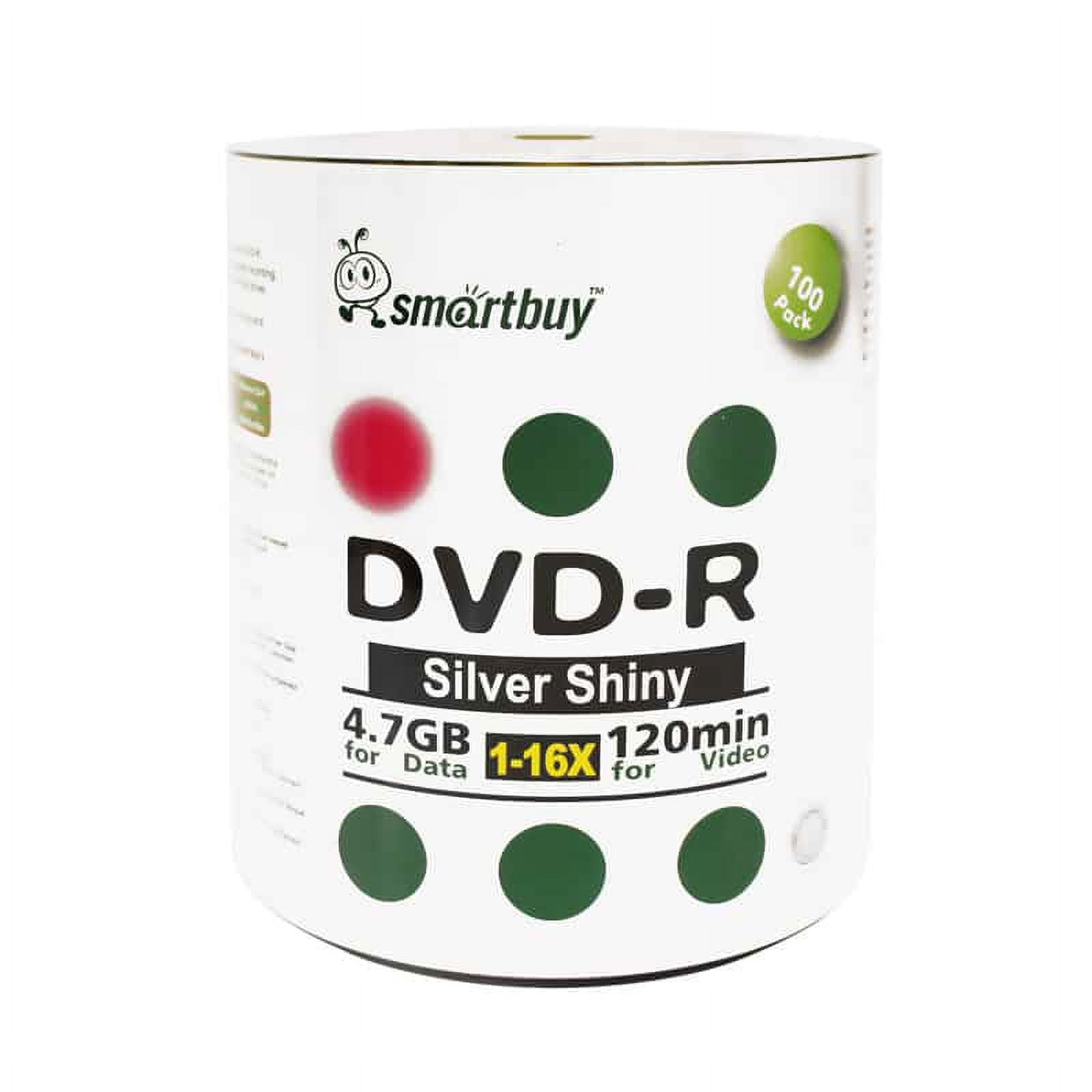 1000 Pack Smartbuy 16X DVD-R 4.7GB 120Min Shiny Silver (Non-Printable) Data Blank Media Recordable Disc