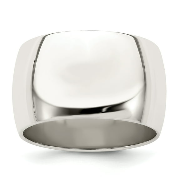 925 Sterling Silver 12mm Half Round Band Ring Size 12.5
