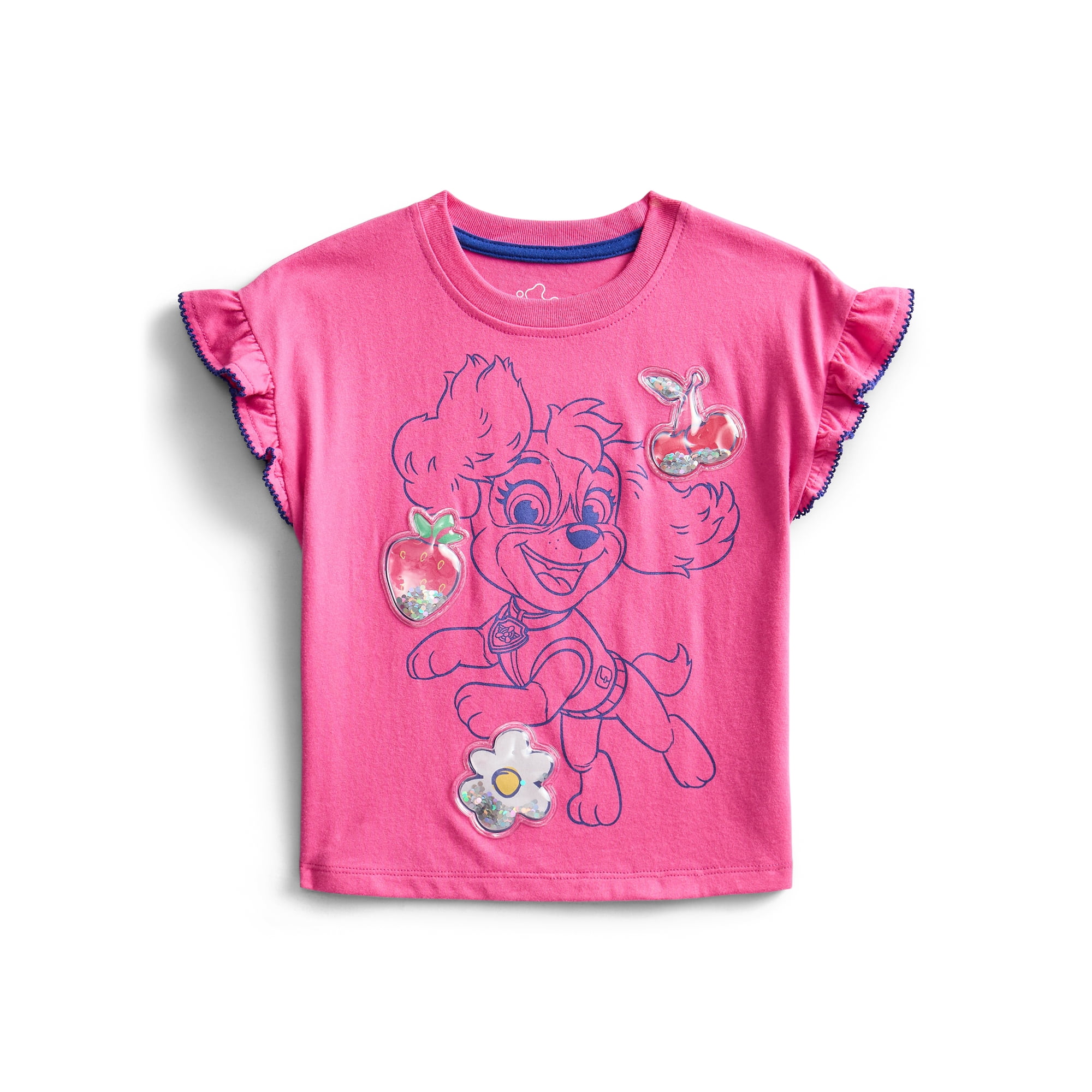 Paw Patrol Toddler Girls Ruffle Graphic Tee with Short Sleeves, Sizes 12M-5T