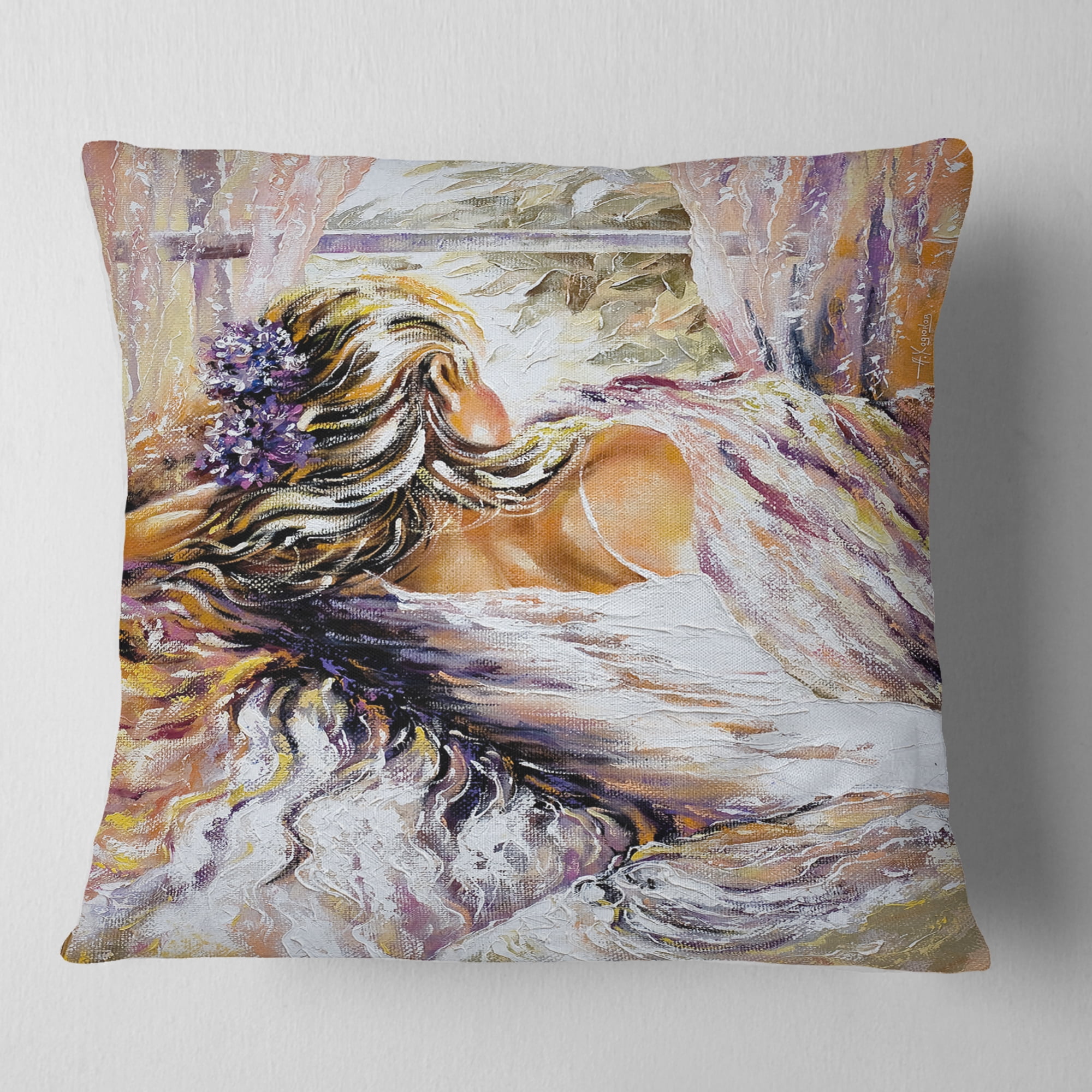 Designart The River over the Girl - Abstract Throw Pillow - 18x18