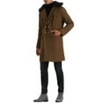thumbnail image 4 of Lars Amadeus Overcoat for Men's Double Breasted with Detachable Faux Fur Collar Winter Trench Coat, 4 of 4