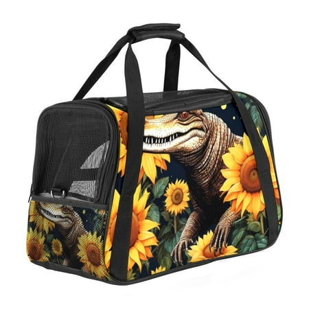 Crocodile Premium Fabric Cat Carrier Bag - 17x10x11.8 in - 900D Oxford Cloth  Sherpa Base  Nylon Webbing - Stylish and Comfortable Pet Travel Tote