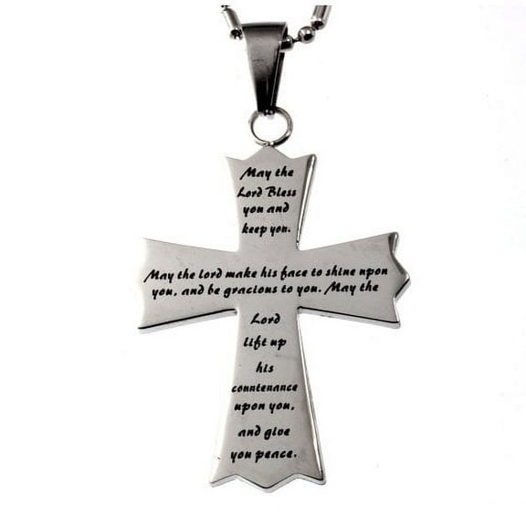 R.h. Jewelry Stainless Steel Pendant, May the Lord Bless You Cross Necklace