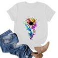 thumbnail image 4 of QHWAUAKFBN T Shirts For Women Loose Fit Simple Printing Comfortable Round Neck Short Sleeve Tshirts Top, 4 of 4