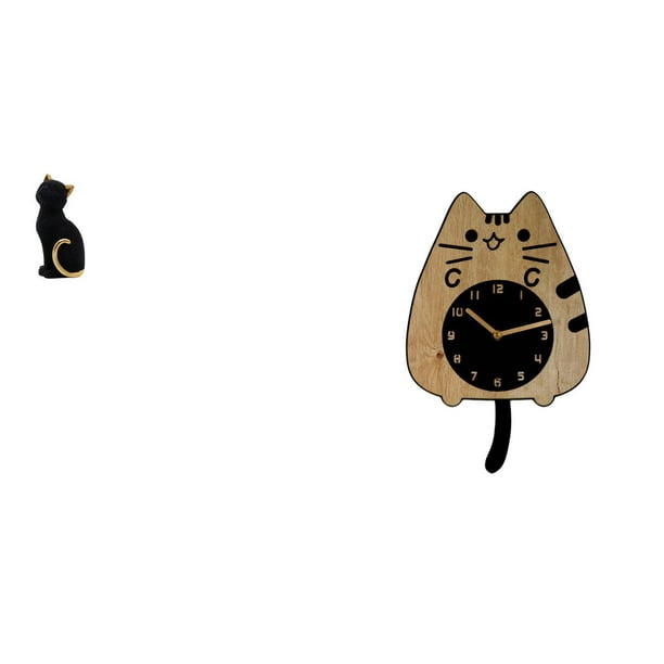 Figura de escritorio, estatua de gato, reloj de pared decorativo, reloj de pared de gato, decoración moderna de madera, hecho de resina, madera, acríl