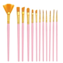 Paint Brushes Set, 12Pcs Acrylic Paint Brush Nylon Hair for Watercolor Oil Painting Miniature Detailing Rock Painting, Pink