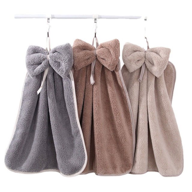 3 toallas secamanos colgantes con lazo, toallas de mano de microfibra de terciopelo coral para colgar, toallas de mano absorbentes súper suaves y lindas para cocina, baño, niños y adultos