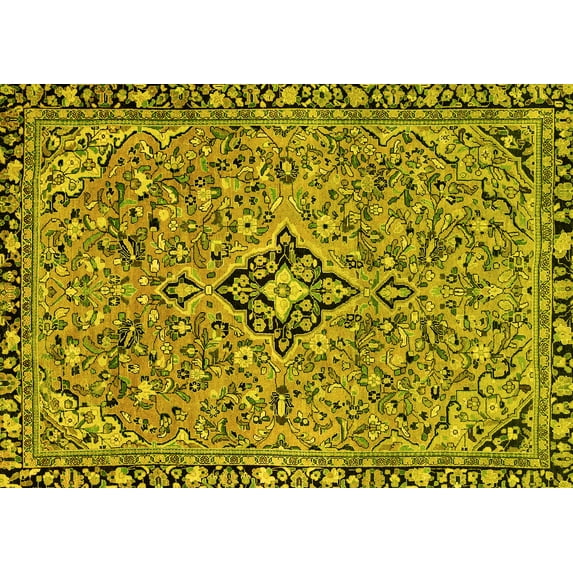 Ahgly Company Indoor Rectangle Abstract Yellow Modern Area Rugs, 7' x 9'