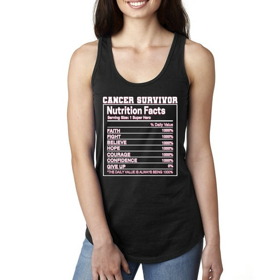 Wild Bobby Breast Cancer Survivor Nutrition Facts Breast Cancer Awareness Women Racerback Tank Top, Black, Small