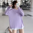 thumbnail image 3 of Top deportivo de manga larga para mujer, blusa holgada para correr, camiseta de secado rápido, talla grande, para chicas gorditas, 3 of 5