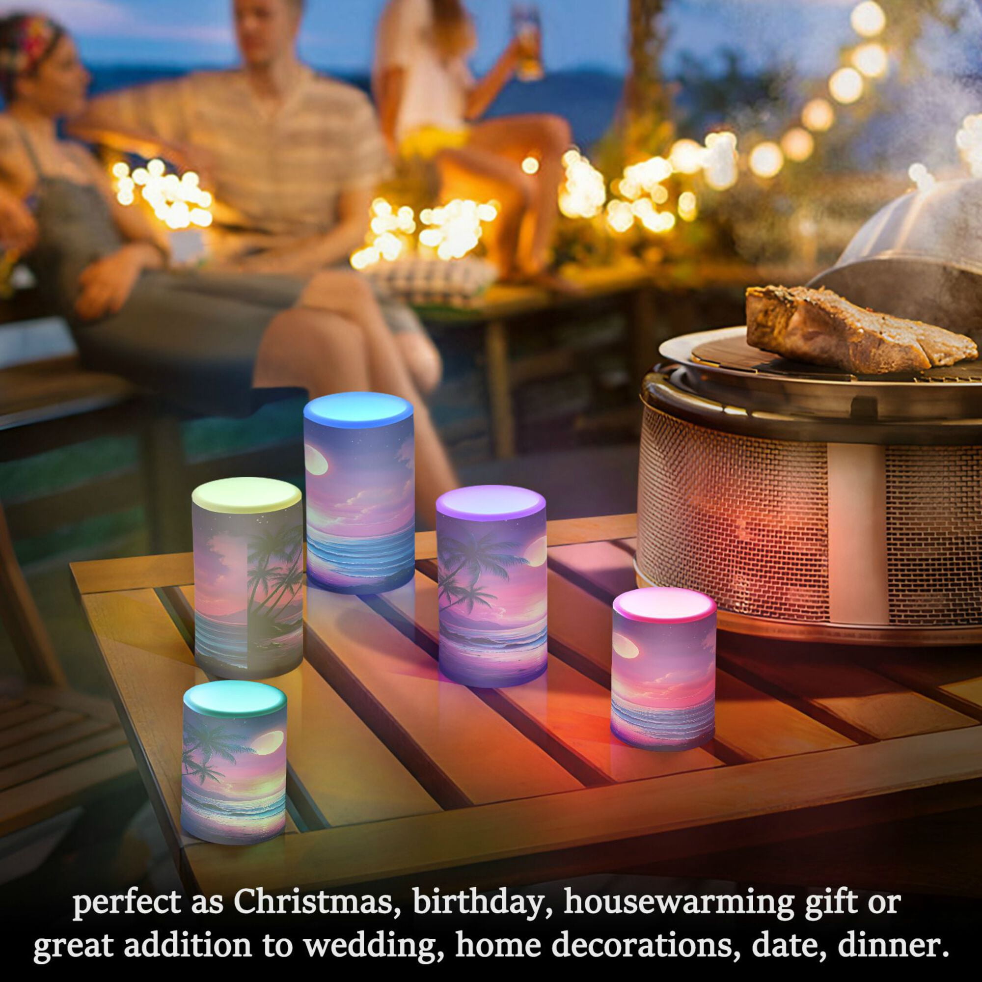 Yayeee Flameless Candles with Remote Flickering Battery Operated Multi Color Changing, Dreamy Palm Tree
