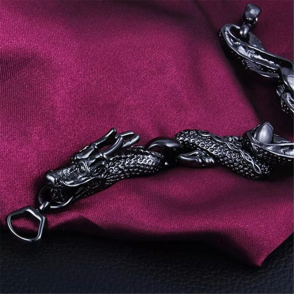 EOEMY 925 Silver Jewelry Men Women Personality Personality Black Dragon Bracelet S25