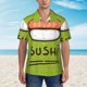 thumbnail image 2 of Fotbe Fresh Sushi Camisa Hawaiana para Hombre Unisex – Camisa Casual de Verano con Botones de Manga Corta de Algodón y Lino,Large, 2 of 7