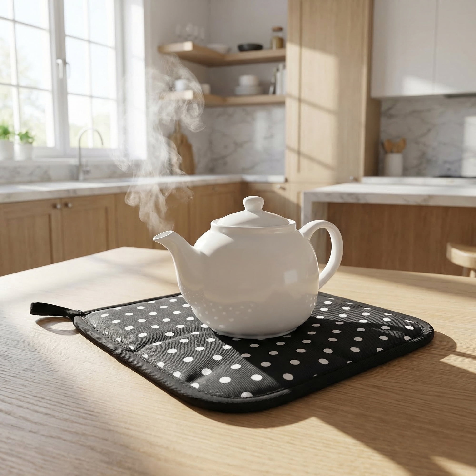 Unique Bargains Pot Holders Heat Resistant Trivets Non Slip Hot Pads Black White