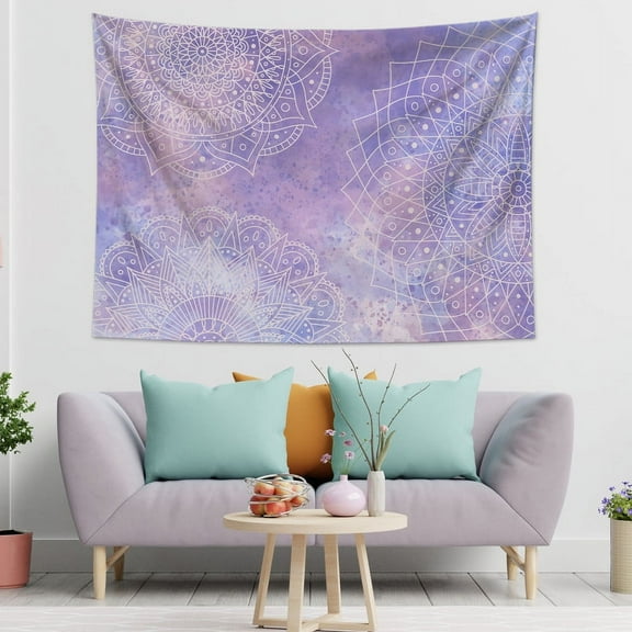 Mandala Floral Art Tapestry, Purple Gradient Wall Hanging Tapestry, Bedroom Living Room Dormitory Decoration, Wall Art Decoration