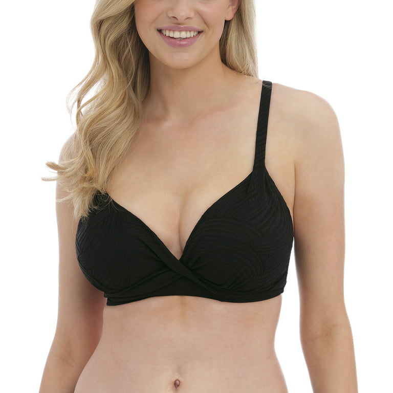 Fantasie Ottawa Plunge Underwire Convertible Bikini Top (6495),34DD,Black 