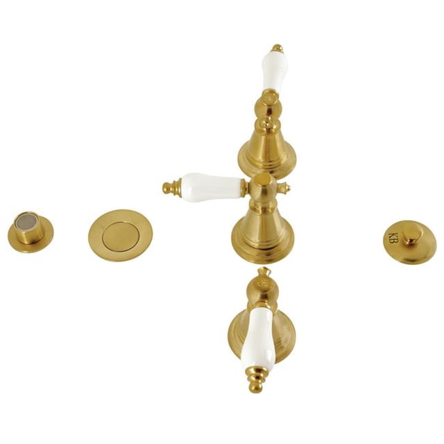 Kingston Brass KB327PL 2.25 in. Victorian Three-Handle Bidet Faucet, Brushed Brass
