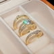 thumbnail image 2 of Luxurious 18k Gold Plated Zircon Ring Set - Perfect for Engagement & Wedding Jewelry for Women, 2 of 4