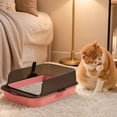 thumbnail image 2 of Semi Enclosed Cat Litter Box High Wall Kitten Litter Pan with Scoop Spacious Cat Toilet Low Entry Kitty Litter Tray Pink Plastic, 2 of 7