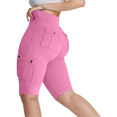 Womens Soft Yoga Pants Biker Shorts High Waisted Short Knee Length Gym Workout Long Shorts Leggings for Women Running Gym and Workout