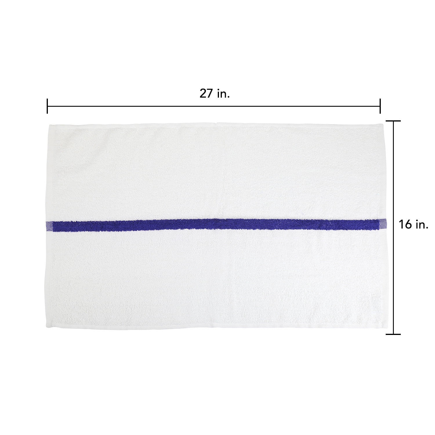 Arkwright Gym Hand Towels (Bulk Case of 120), 16x27, Ring Spun Cotton, Blue Stripe