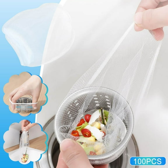 Gnmfd 100PCS Disposable Sink Filter Mesh Bags, Anti Clogging Kitchen Drain Strainer Net For Food Waste Catcher Sink Basket Cleaning Accessories