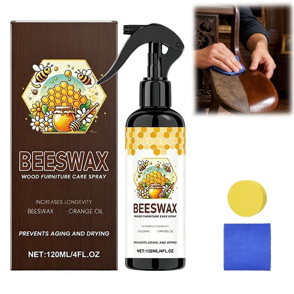 Beeswax Wood Polish Spray – Plant-Based Bees Wax Furniture Polish and Cleaner for Wood Floors(1Bottle)
