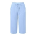 thumbnail image 4 of Pants for Women Casual Trouser with Pocket Linen Women Day Wear Softball Training Pants Running Sweatpants for Short Beach Silk Harem Satin Yoga Pant Casual Sky Blue M, 4 of 5