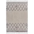 thumbnail image 1 of LR Resources OUTLA81525WLG5370 Geometric Fringe Rectangle Shag Rug  Cream & Light Gray - 5 ft. 3 in. x 7 ft., 1 of 1