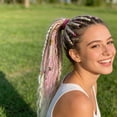 thumbnail image 6 of Elastic Dread Ponytail - Boho Braided Dreadlock Hair Extension with Elastic Tie, Crochet Dreadlocks Synthetic Hair, Gradient Dread Extensions with Decorations for Women Men Festival Daily Wear, 6 of 7