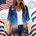 thumbnail image 2 of JULMCOMO American Flag Lightweight Cardigans for Women Red White Blue Half Sleeve Independence Day Kimono Cover Ups Summer Tops Royal Blue L, 2 of 6