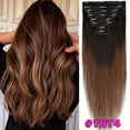 thumbnail image 2 of HAIRRO Clip In Human Hair Extensions, Brazilian Hair 8pcs/18Clips Dark Brown to Chestnut Brown Balayage Hair Extensions Full Head Silky Straight 100% Human Hair Clip In Extensions 8Inch-24inch, 2 of 9