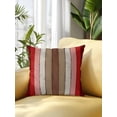 thumbnail image 2 of 1 Pack Outdoor Throw Pillow, Red Pink Waterproof Pillow with Insert Included, Farmhouse Wood Grain Vintage Brown Striped Decorative Accent Cushion Sofa Pillows for Patio Porch, 16 x 16 In, 2 of 8