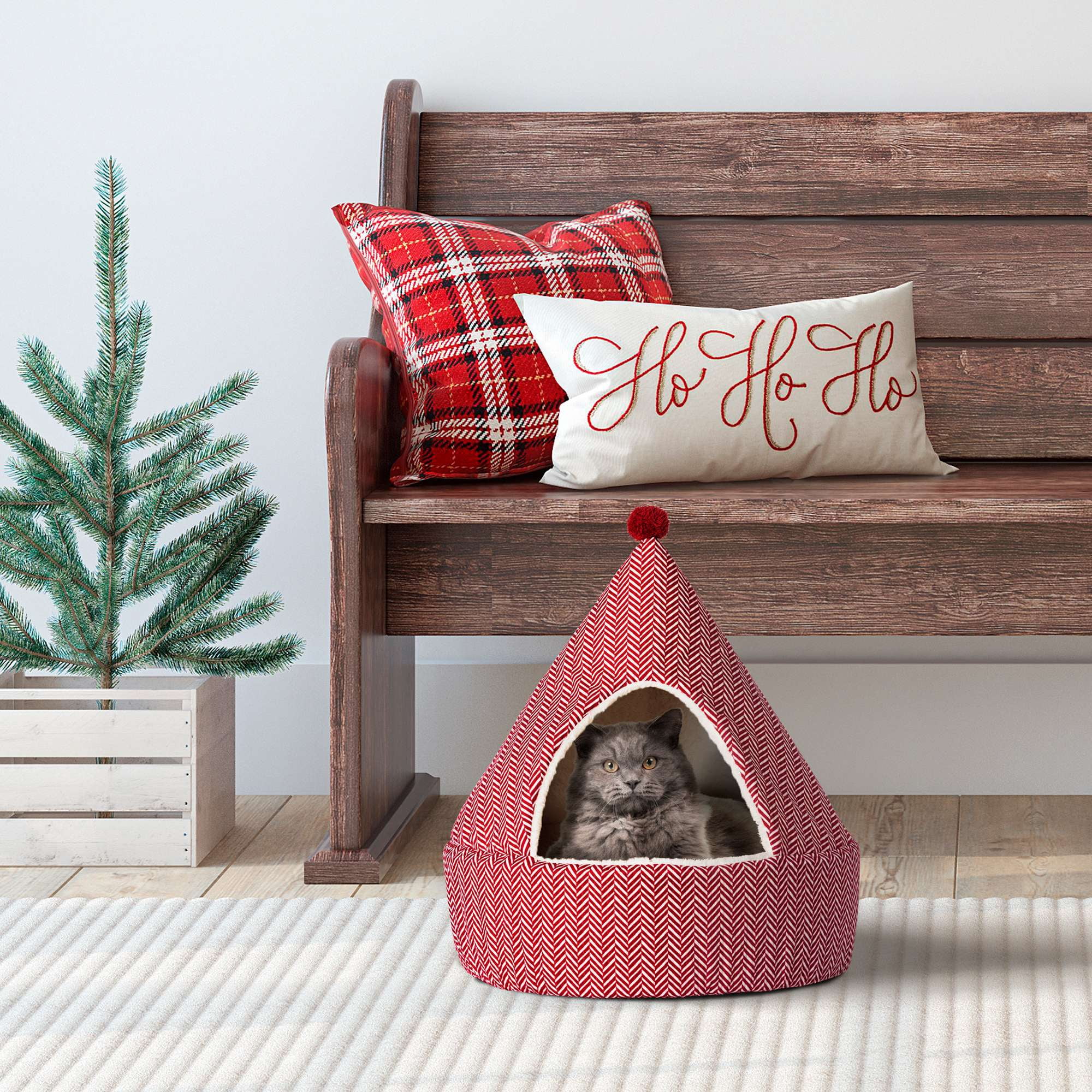 Vibrant Life Hideaway Herringbone Small Cat-Dog Bed
