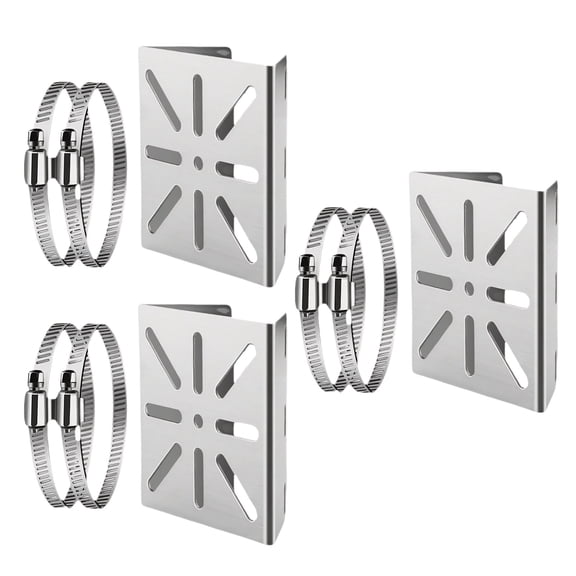 3 Pcs Stainless Steel Camera Bracket, Small Size Pole Mounting Clamp 4.3 x 4.1 x 1.6 in / 10.8 x 10.5 x 4 cm, CCTV Security Camera Mount with Steel Bands, Universal Camera Holder
