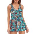 thumbnail image 3 of Swim Dress V Neck Stretchy Tie Front Swimdress Printed for Beach for Women ANGGREK Otros, 3 of 6