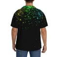 thumbnail image 3 of Pofeuu Night Rainbow Sparkles Print Mens Casual Short Sleeve Shirts Beach Summer Spread Collar Pocket Tops Men's Casual Short-sleeved Shirt-Small, 3 of 5