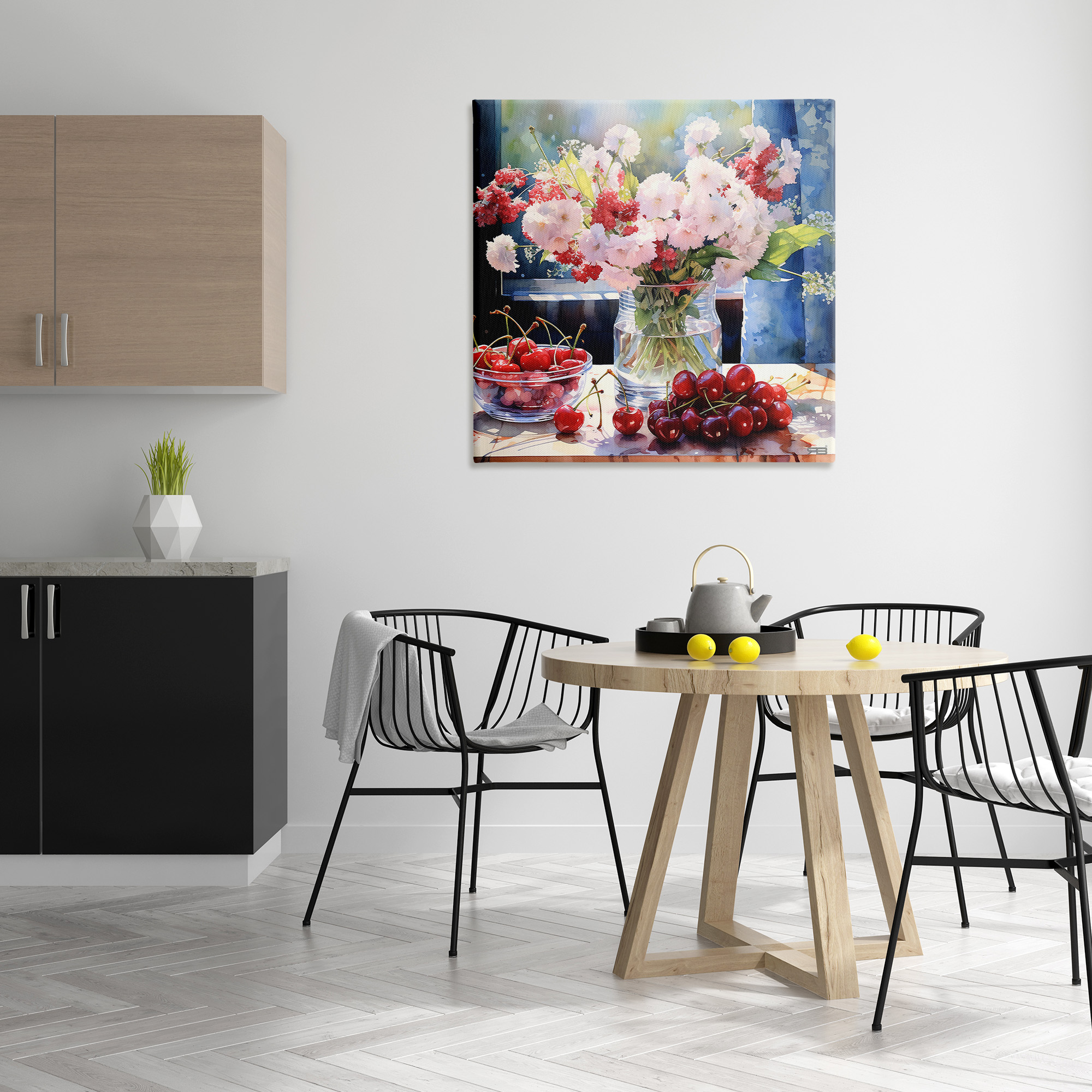 Stupell Industries Summer Blossoms & Cherries Botanical & Floral Painting Gallery Wrapped Canvas Art Print Wall Art, 36 x 36