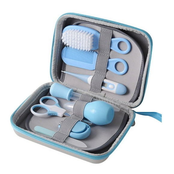 Ensemble de 8 Pcs Coupe-Ongles Portable pour Bébé, Ensemble Peigne et Brosse, Trousse de Soins de Santé, Soins de Toilettage pour Nourrisson, Coupe-Ongles, Peigne, Brosse à Cheveux, Trousse