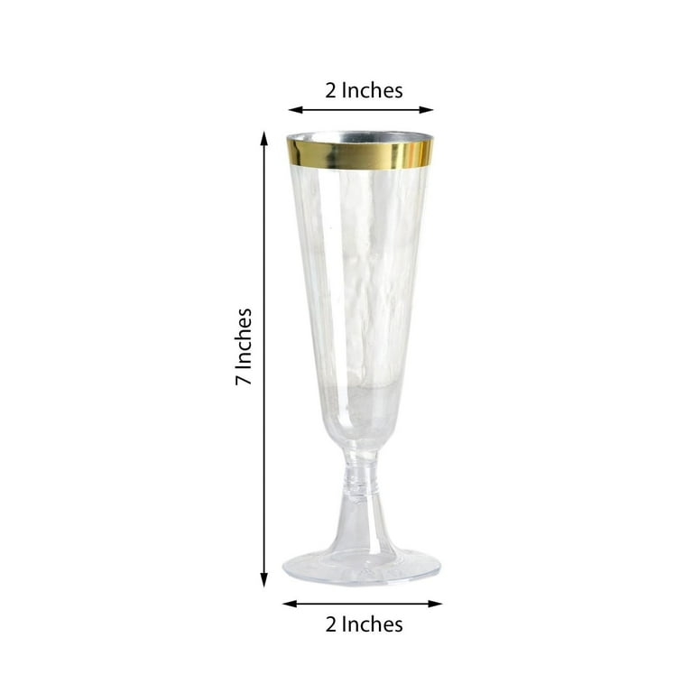  Munfix 50 Pack Gold Rimmed Plastic Champagne Flutes 5 Oz Clear  Plastic Toasting Glasses Fancy Disposable Wedding Party Cocktail Cups with  Gold Rim : Health & Household