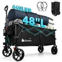Gonex Collapsible Folding Wagon, 48"L 440lbs Heavy Duty Utility Garden Cart, 300L Foldable Beach Cart with All-Terrain Wheels for Outdoor Camping Sports Grocery Yard