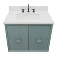 thumbnail image 6 of Bellaterra Home 31" Single wall mount vanity in Aqua Blue finish top with White quartz and rectangle sink, 6 of 7